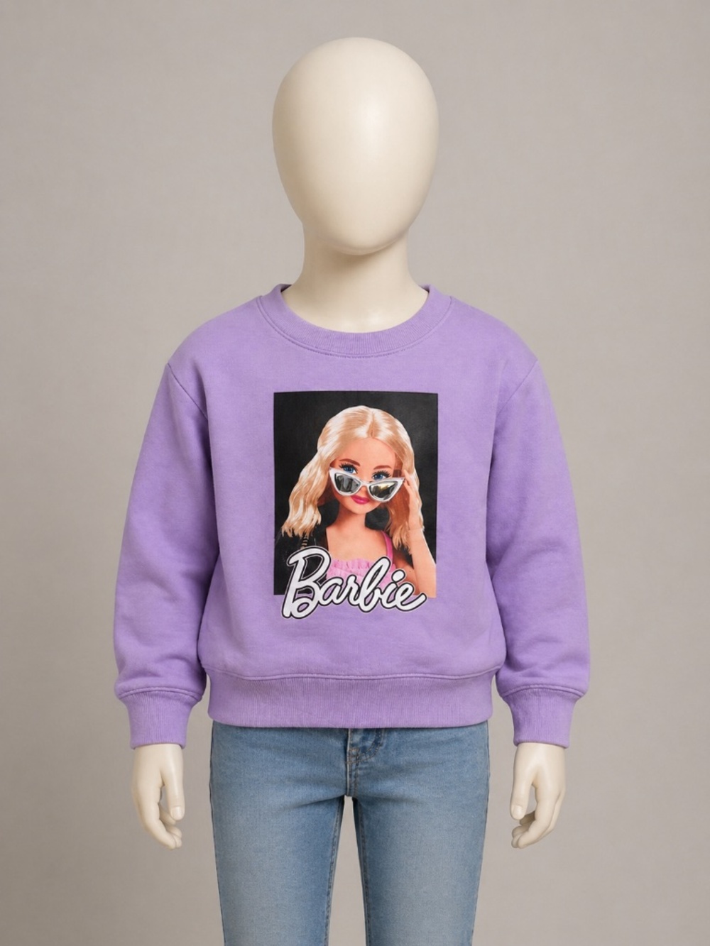 Barbie Purple Sweatshirt Girls Sz 6 Cotton On Kids Graphic Crewneck Sunglasses